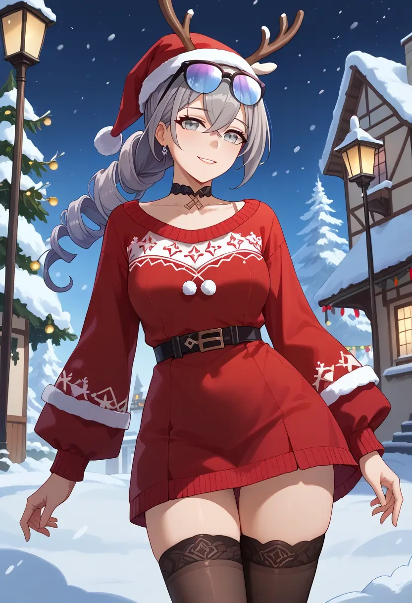 star rail,silver wolf,sweater,stockings,Thigh garters  - 